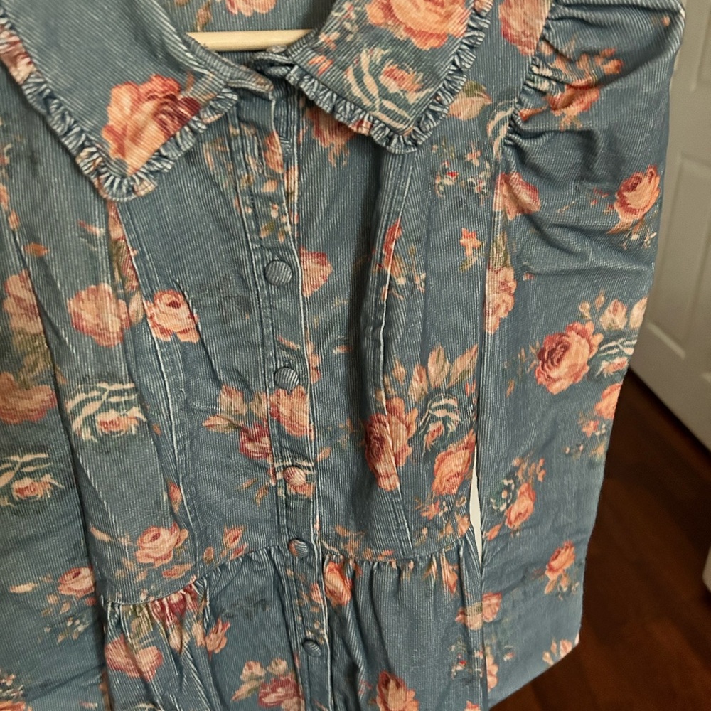 NWOT Loveshackfancy Beyers Ruffle Trim Collar Corduroy Puff Sleeve Mini Dress 2 - Picture 11 of 17